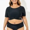 Black Cross Under The Bust Bikini Top With Sleeves -Maraluxe Swimwear Shop b debk101001 1