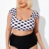 Black & White Gingham Bikini Top With Sleeves -Maraluxe Swimwear Shop b debk103001 1