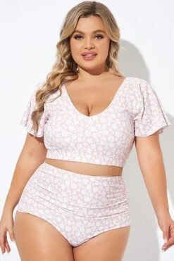 Floral Print V-neck Flutter Sleeve Bikini Top 10 Floral Print V-neck Flutter Sleeve Bikini Top -Maraluxe Swimwear Shop b debk108002 3