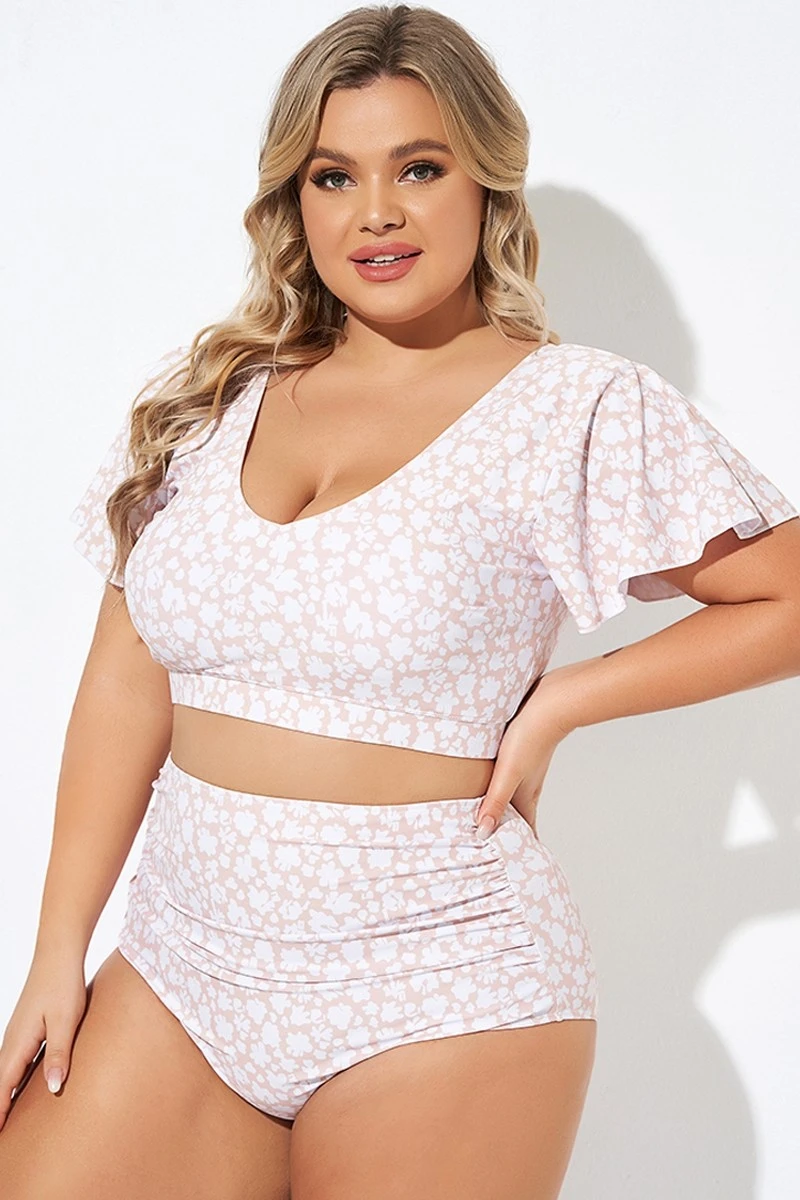 Floral Print V-neck Flutter Sleeve Bikini Top 6 Floral Print V-neck Flutter Sleeve Bikini Top - Image 4