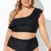 Black Ruffle One Shoulder Swim Bikini Top -Maraluxe Swimwear Shop b debk137001 1