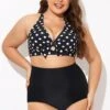 Polka Dot V Neck Front Knot Bikini Top -Maraluxe Swimwear Shop b debk139001 1 1
