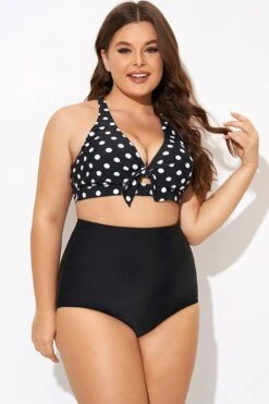 Polka Dot V Neck Front Knot Bikini Top -Maraluxe Swimwear Shop b debk139001 3