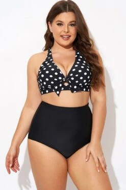 Polka Dot V Neck Front Knot Bikini Top -Maraluxe Swimwear Shop b debk139001 5