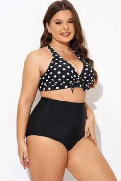Polka Dot V Neck Front Knot Bikini Top -Maraluxe Swimwear Shop b debk139001 6