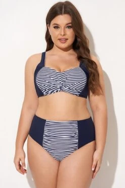 Navy Striped Twist-Front Bikini Top -Maraluxe Swimwear Shop b debk141001 3