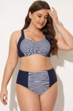 Navy Striped Twist-Front Bikini Top -Maraluxe Swimwear Shop b debk141001 4