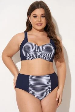 Navy Striped Twist-Front Bikini Top -Maraluxe Swimwear Shop b debk141001 5