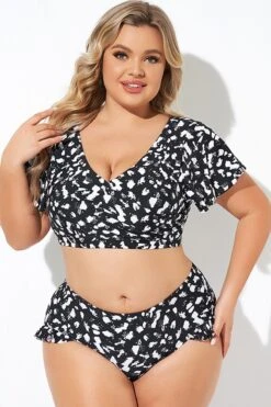 Mono Spot Flutter Sleeve Wrap Bikini Top -Maraluxe Swimwear Shop b debk142001 3
