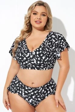 Mono Spot Flutter Sleeve Wrap Bikini Top -Maraluxe Swimwear Shop b debk142001 4