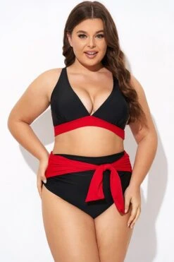 Black And Red V Neck Bikini Top -Maraluxe Swimwear Shop b debk144001 4