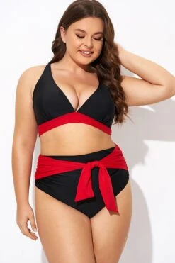 Black And Red V Neck Bikini Top -Maraluxe Swimwear Shop b debk144001 5