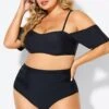 Black Lace Up Off The Shoulder Ruffle Bikini Top 2 Black Lace Up Off The Shoulder Ruffle Bikini Top -Maraluxe Swimwear Shop b debk145001 1