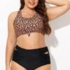 Leopard Print Scoop Neck Front Women Bikini Top -Maraluxe Swimwear Shop b debk148002 1