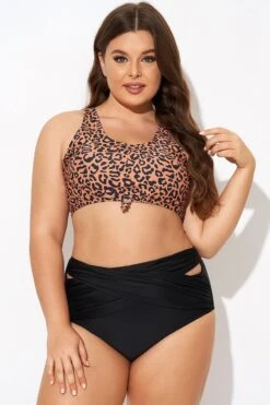 Leopard Print Scoop Neck Front Women Bikini Top -Maraluxe Swimwear Shop b debk148002 3