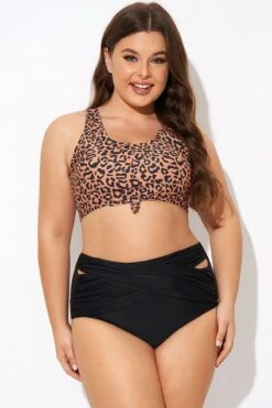 Leopard Print Scoop Neck Front Women Bikini Top -Maraluxe Swimwear Shop b debk148002 4