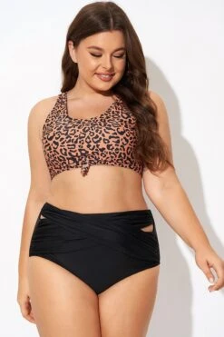Leopard Print Scoop Neck Front Women Bikini Top -Maraluxe Swimwear Shop b debk148002 5