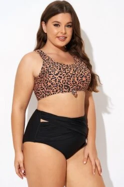 Leopard Print Scoop Neck Front Women Bikini Top -Maraluxe Swimwear Shop b debk148002 6