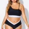 Black & White One Shoulder High Waisted Bikini Top 2 Black & White One Shoulder High Waisted Bikini Top -Maraluxe Swimwear Shop b debk149001 1