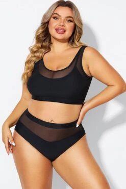 Double Up Mesh Patchwork Solid Bikini Top -Maraluxe Swimwear Shop b debk150001 3