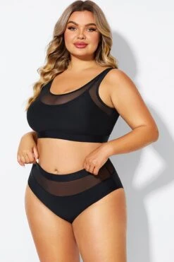 Double Up Mesh Patchwork Solid Bikini Top -Maraluxe Swimwear Shop b debk150001 4