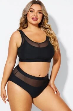 Double Up Mesh Patchwork Solid Bikini Top -Maraluxe Swimwear Shop b debk150001 6