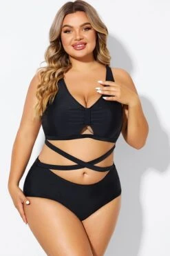 Black Plus Size With Adjustable Straps Sexy Bikini Top -Maraluxe Swimwear Shop b debk151001 3