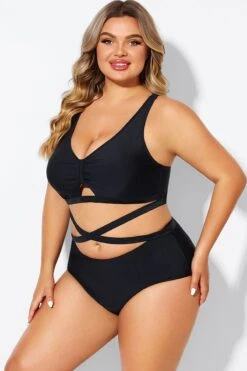 Black Plus Size With Adjustable Straps Sexy Bikini Top -Maraluxe Swimwear Shop b debk151001 5