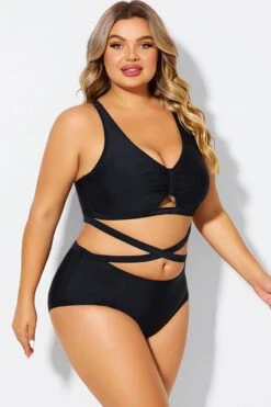 Black Plus Size With Adjustable Straps Sexy Bikini Top -Maraluxe Swimwear Shop b debk151001 6