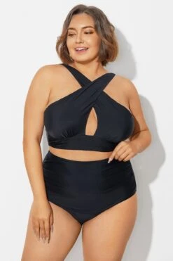 Black High Neck Cross Front Bikini Top 11 Black High Neck Cross Front Bikini Top -Maraluxe Swimwear Shop b debk152001 4