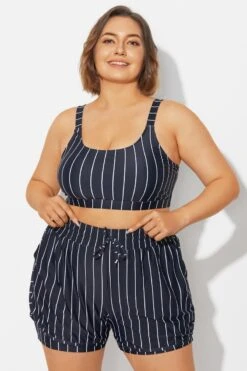 Plus Size Black ＆ White Pinstripe Bikini Top -Maraluxe Swimwear Shop b debk154001 3