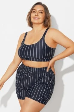 Plus Size Black ＆ White Pinstripe Bikini Top -Maraluxe Swimwear Shop b debk154001 5