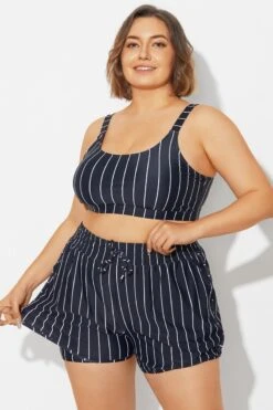 Plus Size Black ＆ White Pinstripe Bikini Top -Maraluxe Swimwear Shop b debk154001 6