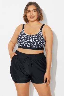 Plus Size Black＆White Square Neck Bikini Top -Maraluxe Swimwear Shop b debk154002 3