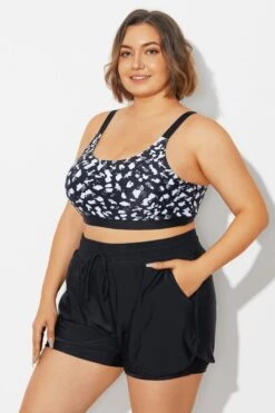 Plus Size Black＆White Square Neck Bikini Top -Maraluxe Swimwear Shop b debk154002 4