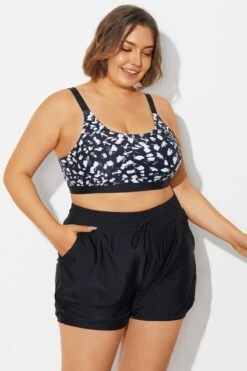Plus Size Black＆White Square Neck Bikini Top -Maraluxe Swimwear Shop b debk154002 5