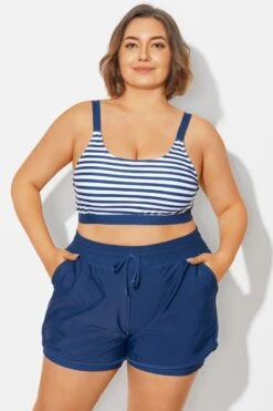 Plus Size Squaue Neck Navy Stripe Bikini Top -Maraluxe Swimwear Shop b debk154003 3