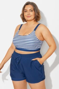 Plus Size Squaue Neck Navy Stripe Bikini Top -Maraluxe Swimwear Shop b debk154003 4