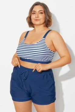 Plus Size Squaue Neck Navy Stripe Bikini Top -Maraluxe Swimwear Shop b debk154003 5