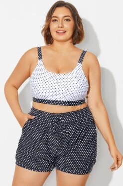 Plus Size Polka Dots Square Neck Bikini Top