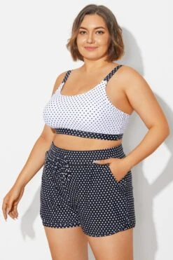 Plus Size Polka Dots Square Neck Bikini Top -Maraluxe Swimwear Shop b debk154004 3