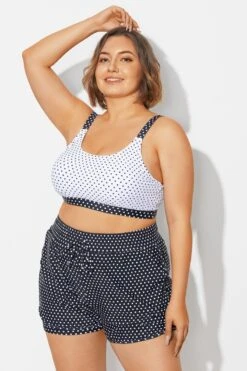 Plus Size Polka Dots Square Neck Bikini Top -Maraluxe Swimwear Shop b debk154004 4