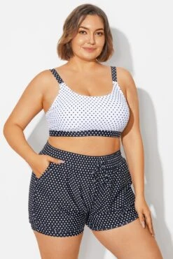Plus Size Polka Dots Square Neck Bikini Top -Maraluxe Swimwear Shop b debk154004 5