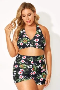 Floral Printed Mid Waist Women Boy Short -Maraluxe Swimwear Shop b debt001001 5