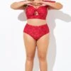 Red Flower Detail Lady Bikini Shorts -Maraluxe Swimwear Shop b debt006007 1