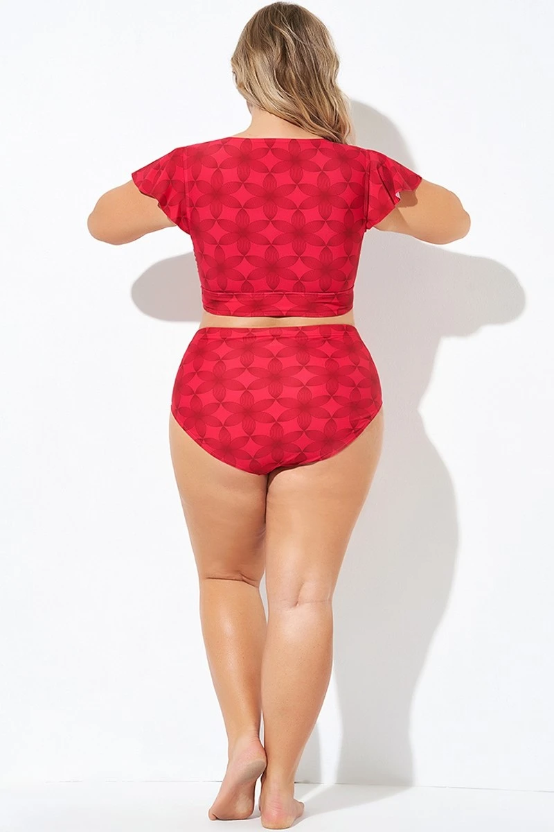 Red Flower Detail Lady Bikini Shorts 4 Red Flower Detail Lady Bikini Shorts - Image 2