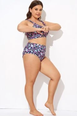 Peach Leopard High-waisted Bikini Bottom -Maraluxe Swimwear Shop b debt006008 4