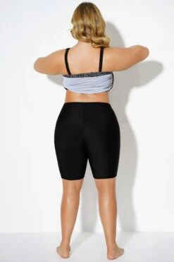 Black Solid Long Bike Short Swim Bottom -Maraluxe Swimwear Shop b debt010001 3
