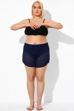 Blue Hollow Out Lace Overlay Swim Bottom -Maraluxe Swimwear Shop b debt014002 4