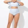 Blue High Waist Bikini Bottom With Side Ruching